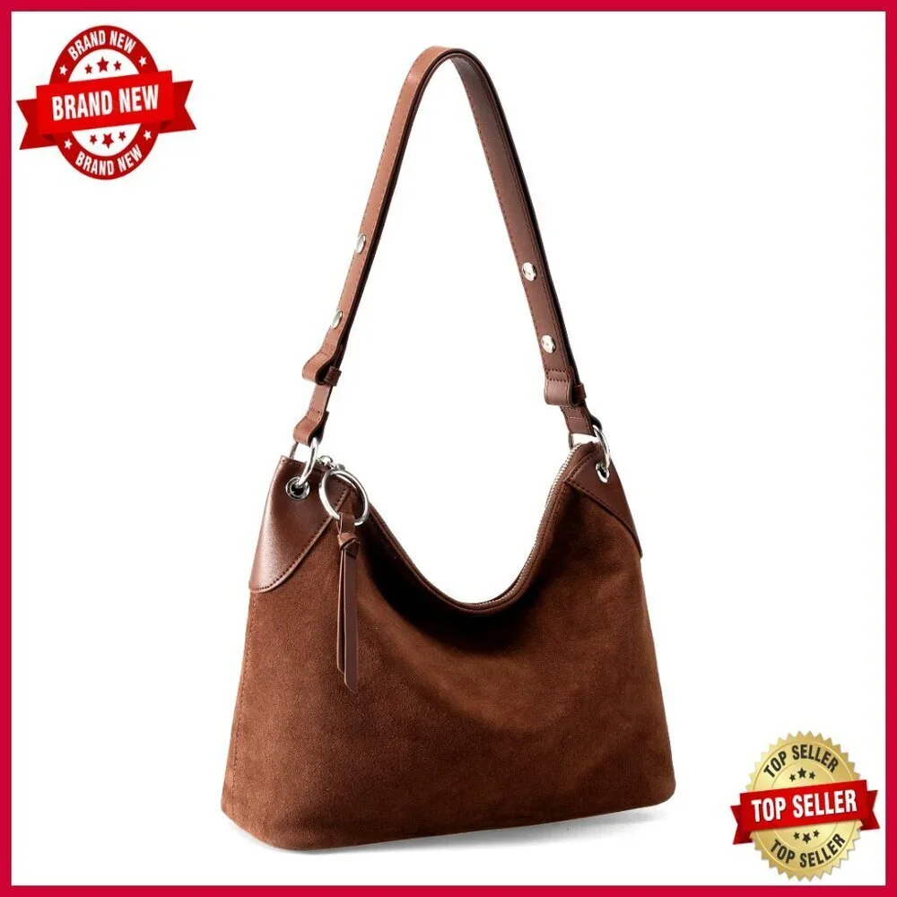 Genuine Leather Hobo Crossbody Bag with Adjustable Strap, Spacious